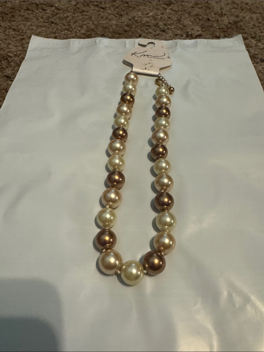 Kim Rogers Two-Tone Pearl-Style Necklace in Champagne and Bronze